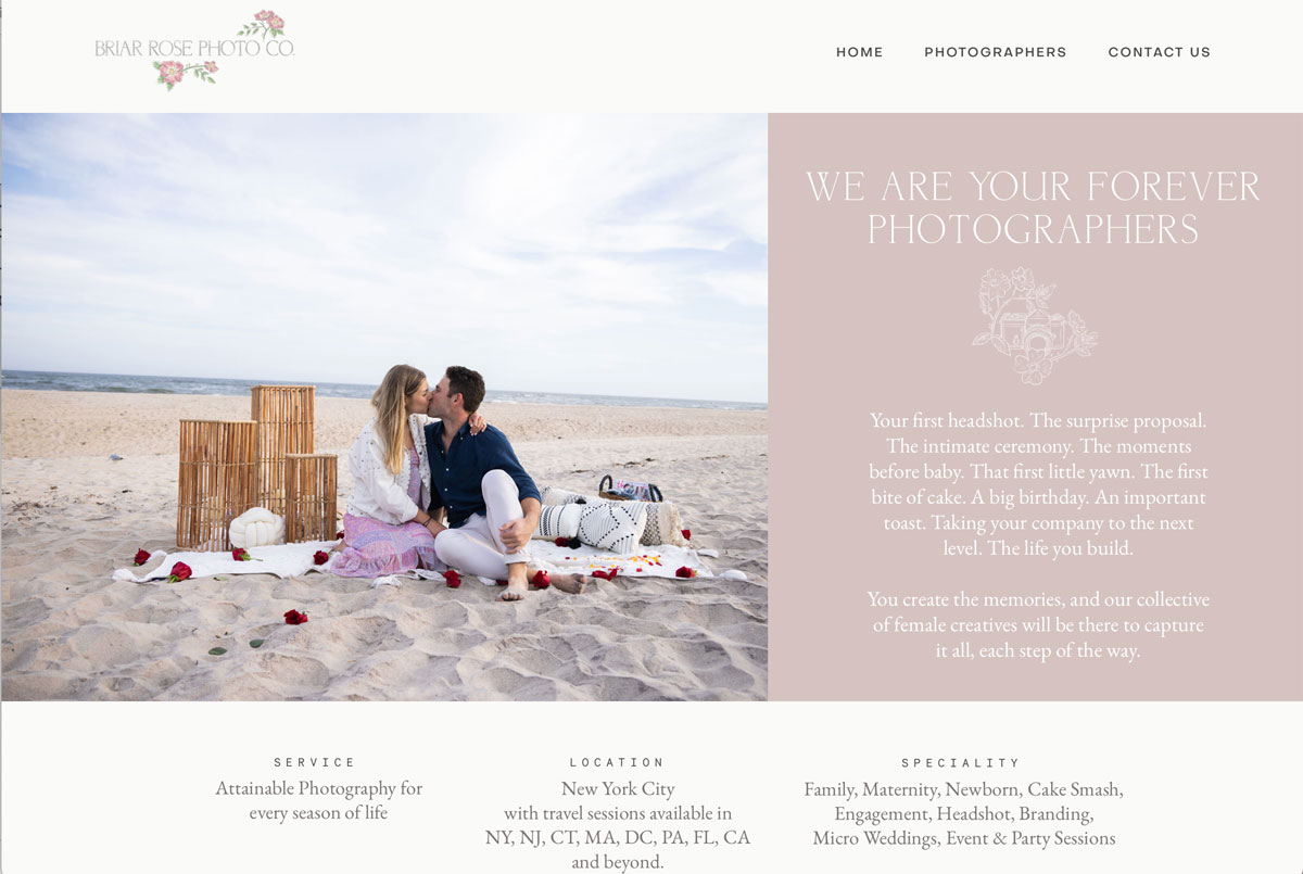 briarrosephotoco.com landing page briar rose photo co new york city phtography group